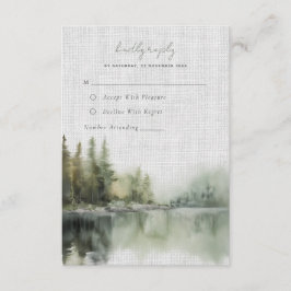 Rustiek groen bos bruiloft RSVP Kaart