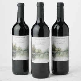 Rustiek groen bos bruiloft wijn etiket