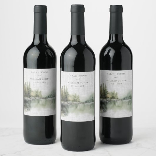 Rustiek groen bos bruiloft wijn etiket (Flessen)