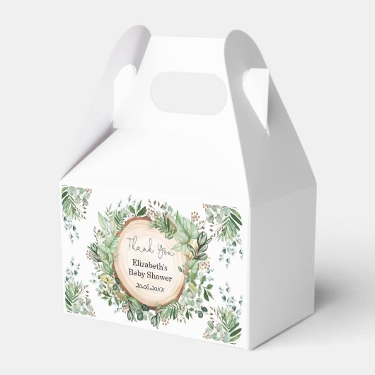 Rustiek groen Botanisch Baby shower 1e Verjaardag Bedankdoosjes (Achterkant)