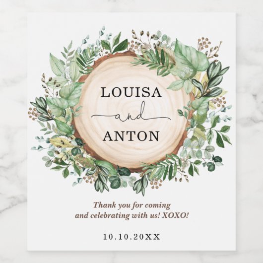 Rustiek groen botanische tuin bruiloft gunsten wijn etiket (Enkel label)