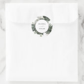 Rustiek groen botanische Waterverf bruiloft Ronde Sticker (Tas)