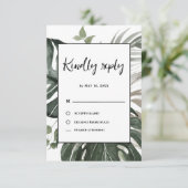 Rustiek groen botanische Waterverf bruiloft RSVP Kaartje (Staand voorkant)