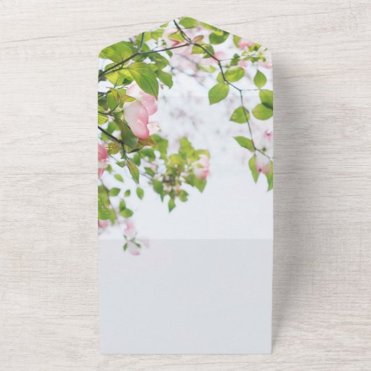 Rustiek groen Bougainvillea Floral Wedding All In One Uitnodiging (Buitenkant)