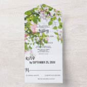 Rustiek groen Bougainvillea Floral Wedding All In One Uitnodiging (Binnen)