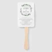 Rustiek groen bruiloft ceremonie programma handwaaier (Voorkant)