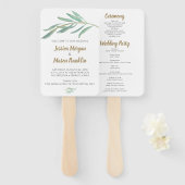 Rustiek groen bruiloft fan programma handwaaier (Voorkant en achterkant)