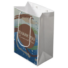 Rustiek groen, bruin en beige penseelstreek Dank u Medium Cadeauzakje