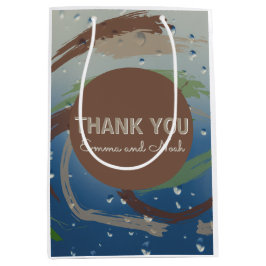 Rustiek groen, bruin en beige penseelstreek Dank u Medium Cadeauzakje