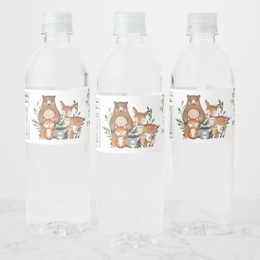 Rustiek groen Chic Woodland Animals Baby shower Waterfles Etiket (Flessen)