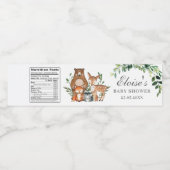 Rustiek groen Chic Woodland Animals Baby shower Waterfles Etiket (Enkel label)
