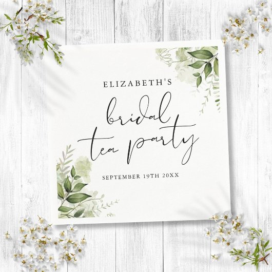 Rustiek groen Elegant Script Bridal Tea Party Servet
