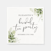 Rustiek groen Elegant Script Bridal Tea Party Servet (Voorkant)