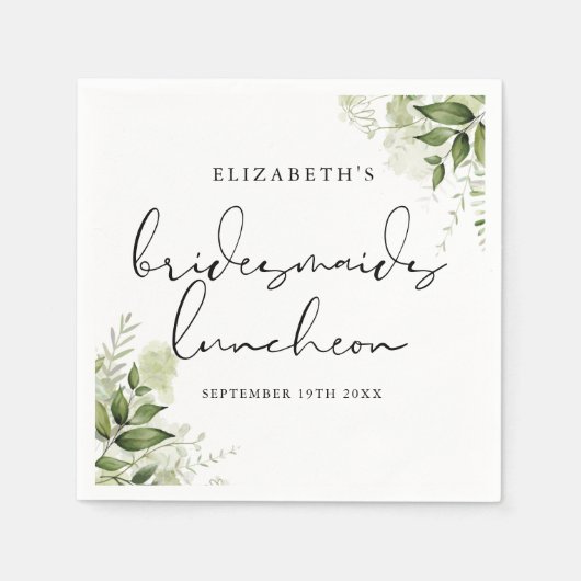 Rustiek groen Elegante bruidsmeisjes lunch Servet (Voorkant)