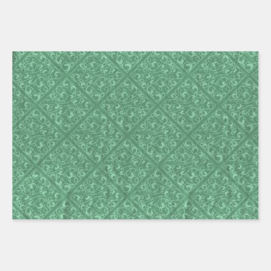 Rustiek groen en Cranberry rode kerst Inpakpapier Vel (Voorkant)