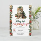 Rustiek groen en goud elegante kerstkat kaart (Staand voorkant)