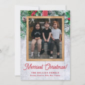Rustiek groen en hout Kerstmis Foto Feestdagenkaart (Voorkant)