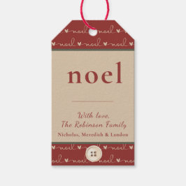 Rustiek groen en Tan Noel Gift Label Cadeaulabel