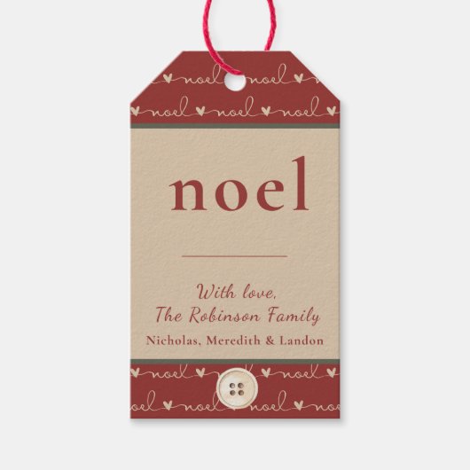 Rustiek groen en Tan Noel Gift Label Cadeaulabel (Voorkant)