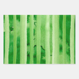 Rustiek groen en wit Shamrock Clovers set van 3 Inpakpapier Vel