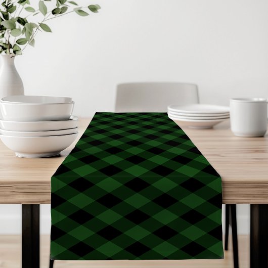 Rustiek groen en zwarte Buffalo Plaid Korte Tafelloper