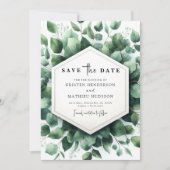Rustiek groen Eucalyptus digitale bruiloft Save The Date (Voorkant)