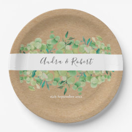 Rustiek groen Eucalyptus Garland bruiloft Papieren Bordje