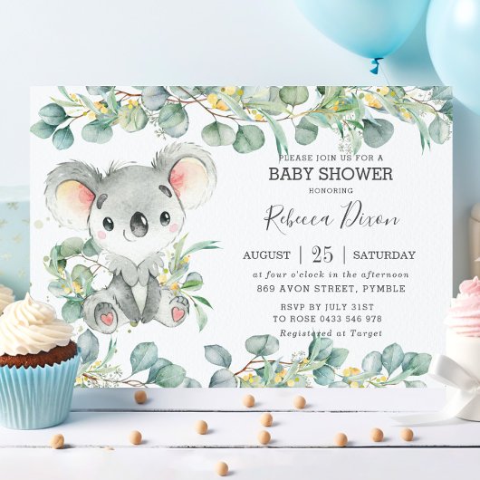 Rustiek groen Eucalyptus Koala Baby shower Boy Kaart