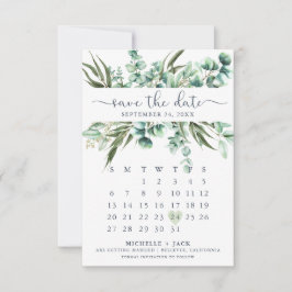 Rustiek groen Eucalyptus Moderne kalender Save The Date