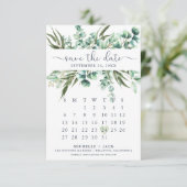 Rustiek groen Eucalyptus Moderne kalender Save The Date (Staand voorkant)