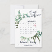 Rustiek groen Eucalyptus Sla de datum kalender Save The Date (Voorkant)