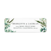 Rustiek groen Eucalyptus trouwadres Etiket (Voorkant)