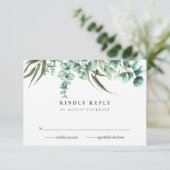 Rustiek groen Eucalyptus Waterverf RSVP-kaarten RSVP Kaartje (Staand voorkant)