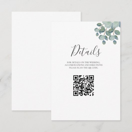 Rustiek groen Eucalyptus zomerhuwelijk. (Voorkant / Achterkant)