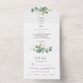 Rustiek groen Eucalyptus zomerhuwelijk. All In One Uitnodiging (Binnen)