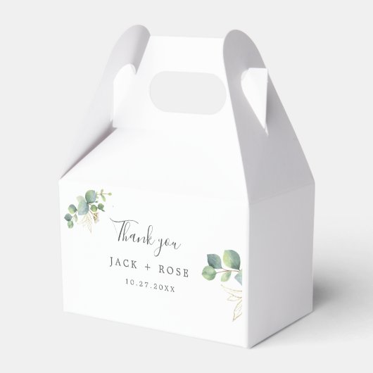 Rustiek groen Eucalyptus zomerhuwelijk. Bedankdoosjes (Voorkant Zijde)