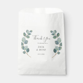 Rustiek groen Eucalyptus zomerhuwelijk. Bedankzakje