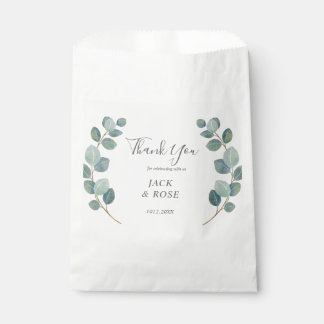 Rustiek groen Eucalyptus zomerhuwelijk. Bedankzakje