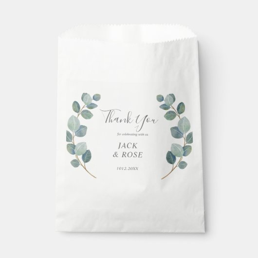 Rustiek groen Eucalyptus zomerhuwelijk. Bedankzakje (Voorkant)