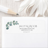 Rustiek groen Eucalyptus zomerhuwelijk. Etiket (Insitu)