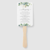 Rustiek groen Eucalyptus zomerhuwelijk. Handwaaier (Achterkant)