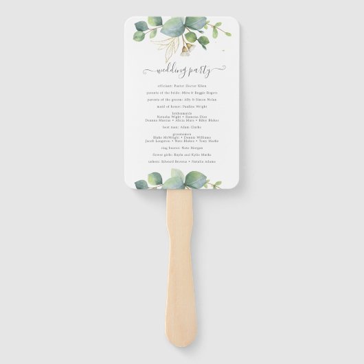 Rustiek groen Eucalyptus zomerhuwelijk. Handwaaier (Achterkant)