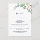 Rustiek groen Eucalyptus zomerhuwelijk. Informatiekaartje (Voorkant)