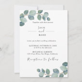 Rustiek groen Eucalyptus zomerhuwelijk. Kaart (Voorkant)