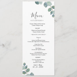 Rustiek groen Eucalyptus zomerhuwelijk. Menu