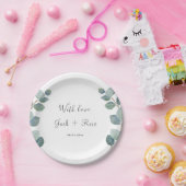 Rustiek groen Eucalyptus zomerhuwelijk. Papieren Bordje (Feest)