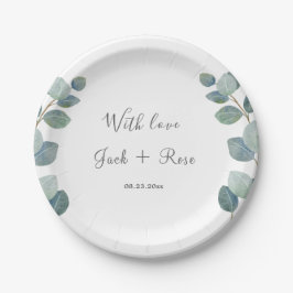 Rustiek groen Eucalyptus zomerhuwelijk. Papieren Bordje