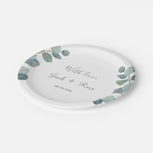 Rustiek groen Eucalyptus zomerhuwelijk. Papieren Bordje (Gekanteld)