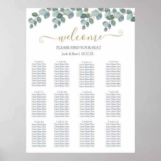 Rustiek groen Eucalyptus zomerhuwelijk. Poster (Voorkant)