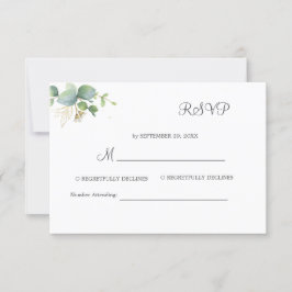 Rustiek groen Eucalyptus zomerhuwelijk. RSVP Kaartje